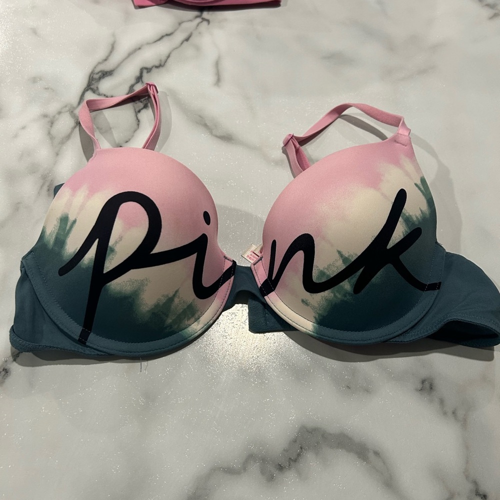 Victoria's Secret Pink and Green Tie-Dye Bra